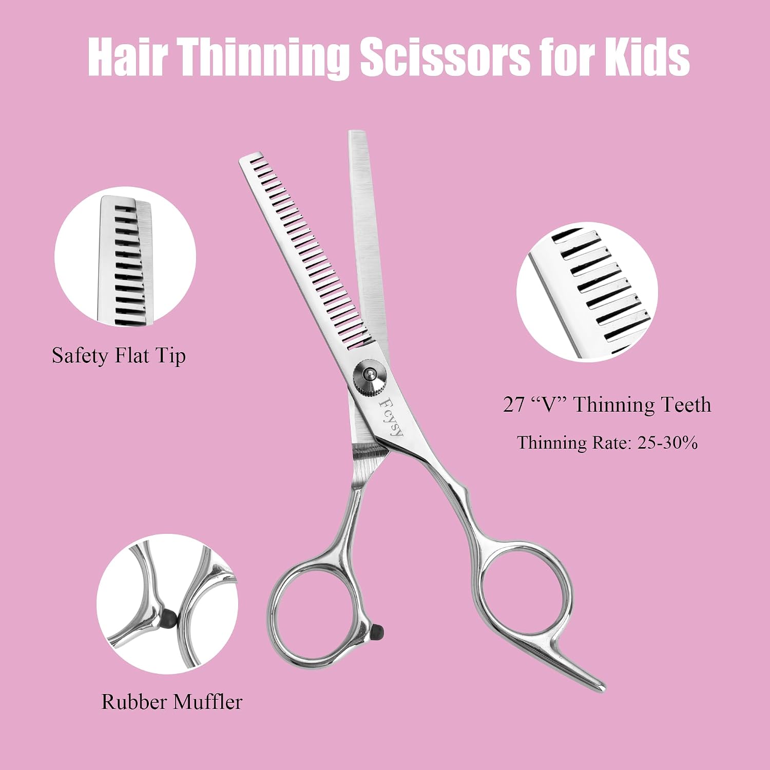 Hair Cutting Scissors Kit For Kids, Fcysy 6 In Children Safety Round Tip Haircut Trimming Scissors Thinning Shears Set, Barber Supplies For Toddlers, Boys & Girls Home Use Grooming Kit