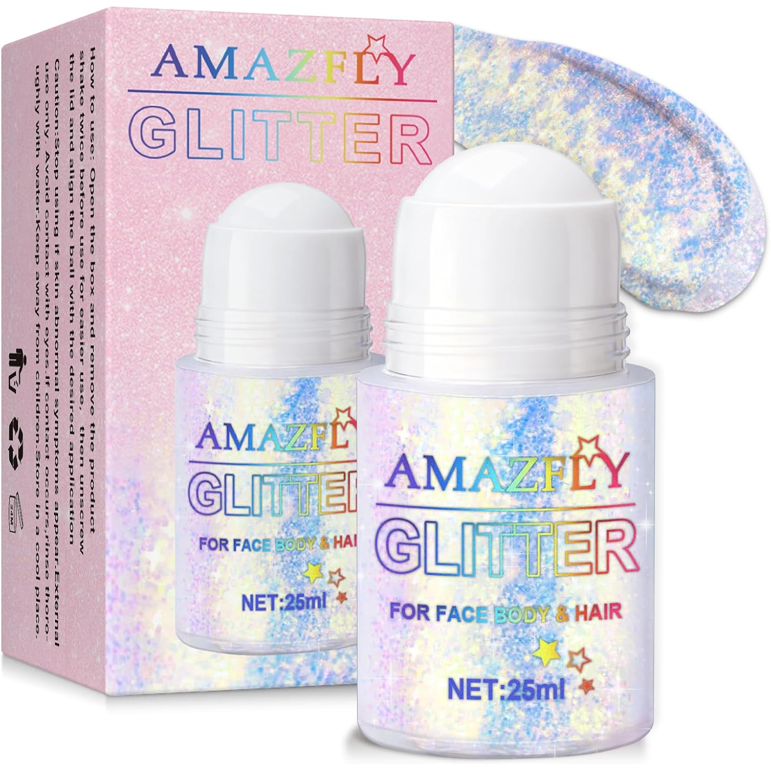 Roll-on Body Glitter Gel Holographic for Face and Hair,Body Glitter Gel Makeup for Kids Women,Body Shimmer Christmas Makeup for Rave Party.(Neon Gold)