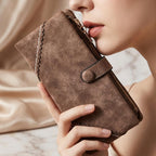 Women Vegan Leather Wallet Bifold Clutch Large Capacity Card Organizer Buckle Long Purse for Girls Candy Color