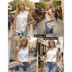 Zeagoo Womens Satin Blouse Sleeveless Silk Tank Tops Button Down Shirts Business Casual Outfits 2026