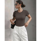 Ekouaer Womens Short Sleeve Shirts 3 Pack Crew Neck Tops Slim Fit Basic Tees Trendy Clothes Base Layer