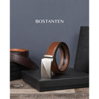 Bostanten Mens Belt Leather Ratchet Belt For Men Dress And Casual With Adjustable Buckle, Trim To Fit