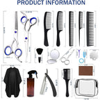 Hair Cutting Scissors Kit,27Pcs Professional Stainless-Steel Sharp Barber Professional Hairdressing Shears Set With 6.5 Inch Cutting Scissors,Thinning Shears For Man Woman Adults Kids Home Salon