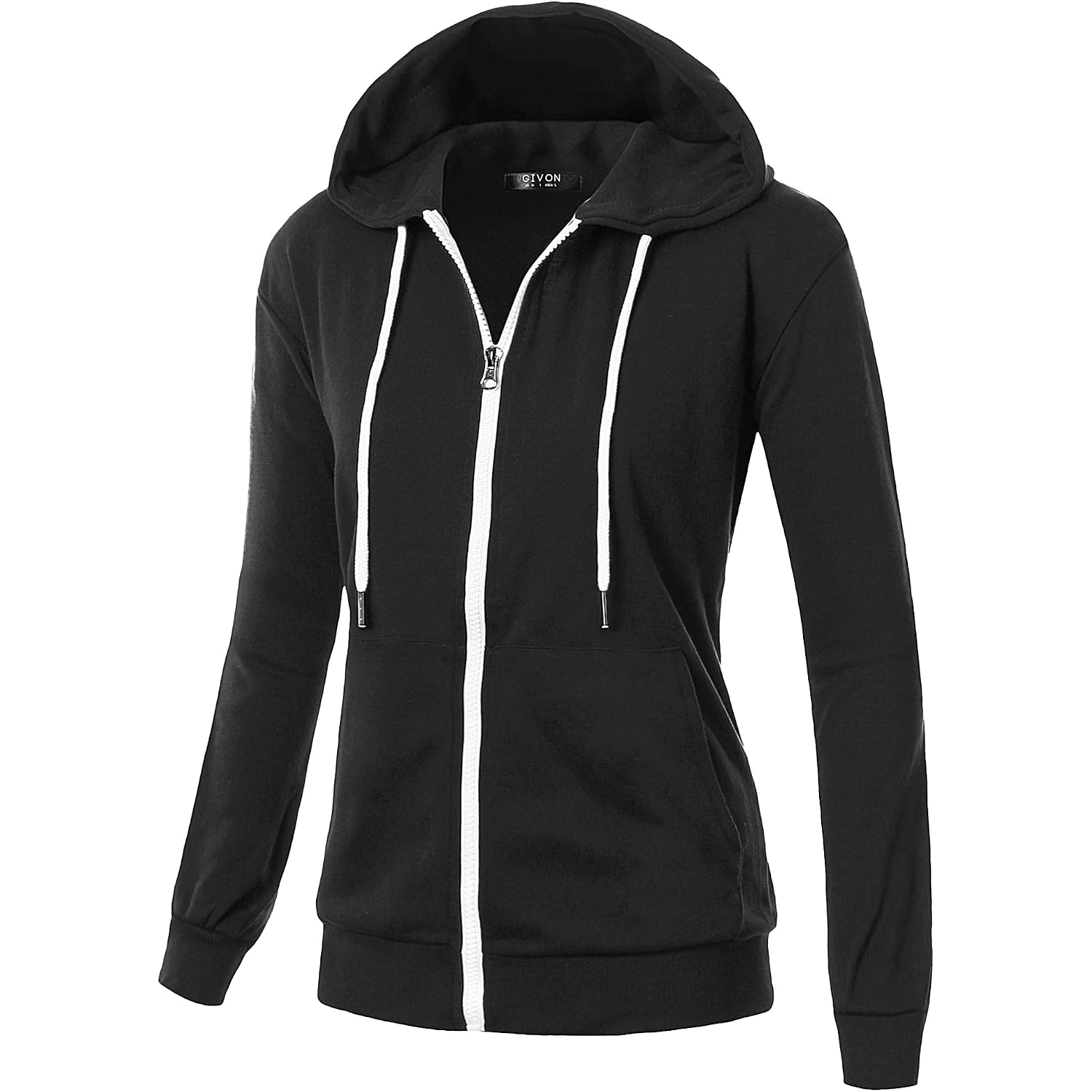 Givon Womens Casual Zip Up Hoodie Cotton Blend Soft Fabric Basic Layering Hooded Jacket With Kangaroo Pocket