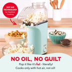 Dash Fresh Pop Popcorn Maker - Oil-Free, Air Popcorn Popper - With Measuring Cup & Recipe Guide - Perfect For Movie Nights - 16 Cups, Aqua