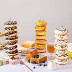 HENABLE 4PCS Acrylic Donut Display Stand Tower - Dessert Table Holder for Donuts, Bagels & Doughnuts - Perfect for Parties, Christmas, Birthday & New Year
