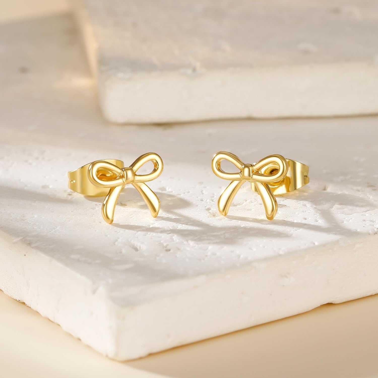 Mothers Day Gifts for Mom Daughter - Gold Earrings for Women Girls Bow Earring Jewelry Huggie Hoop Stud Earrings Hypoallergenic CZ Pearl Drop Bow Earring Gifts for Girls Wedding Birthday Gifts