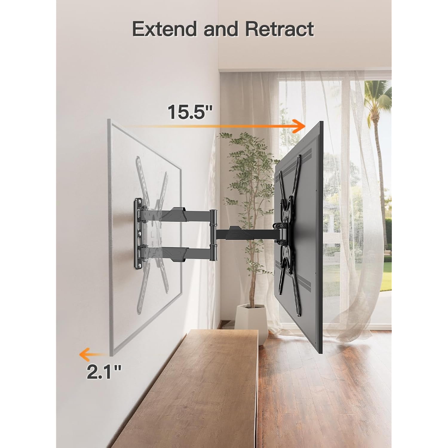 ELIVED TV Wall Mount for Most 26-60 Inch TVs, Swivel and Tilt Full Motion TV Mount with Single Stud Perfect Center Design, Wall Mount Bracket Max VESA 400x400mm, Corner Mount Holds up to 77 lbs.