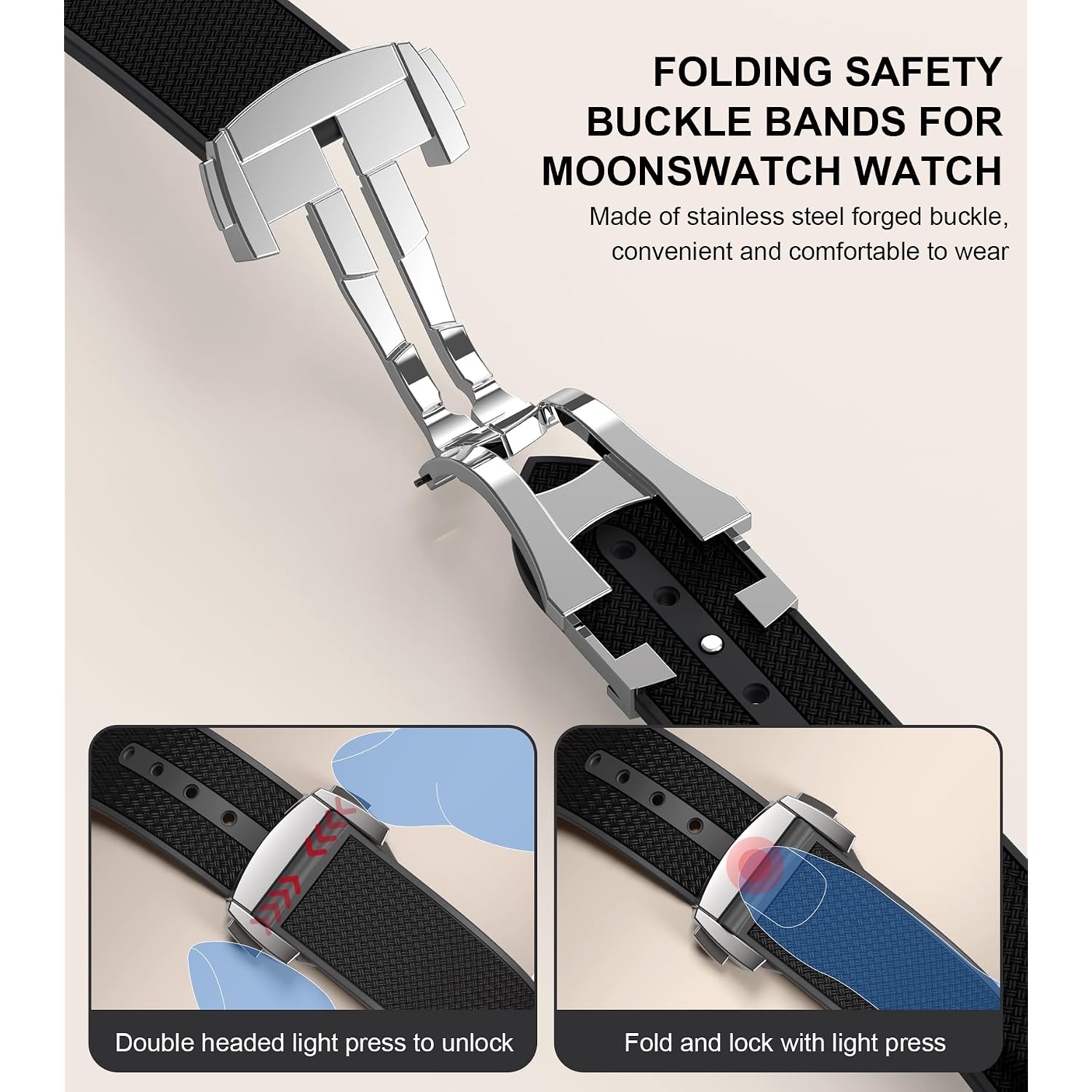 Strap For Omega X Swatch Moonswatch Watch 20Mm,Folding Buckle Band Compatible Omega X Swatch Moonswatch Speedmaster,Curved No Gap Replacement Strap For Men Women