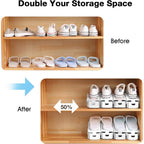 Shoe Slots Organizer, 20 Pack Adjustable Shoe Rack Stacker Storage Space Saver, Double Deck Shoe Rack Holder For Closet Organization (White)