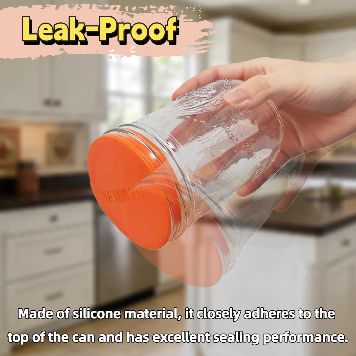 Original Creator-4 Pack Silicone Mason Jar Lids For Ball, Kerr And More,Fit Regular Mouth & Wide Mouth Storage Caps For Mason/Canning Jars,Leak-Proof,Dishwasher Safe(Single-Color)