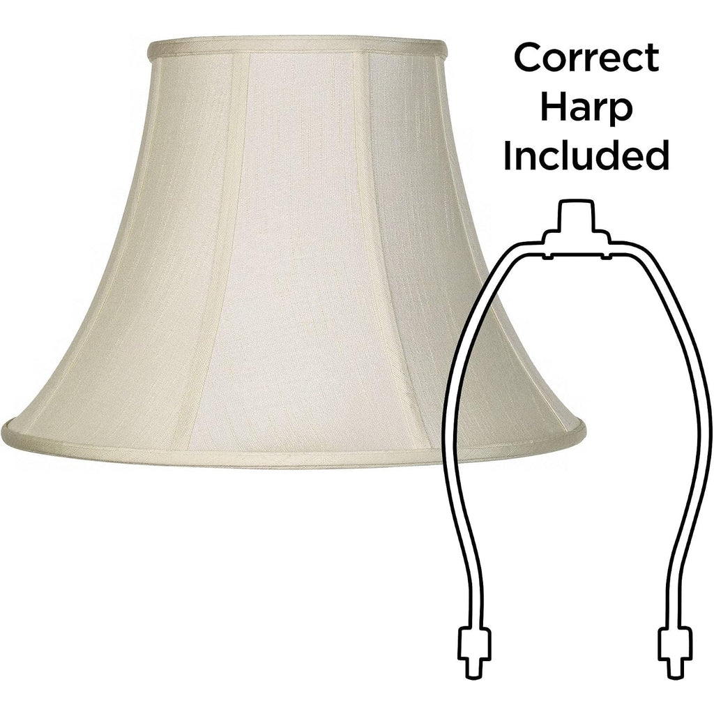 Set Of 2 Flared Bell Lamp Shades Cream Large 9" Top X 18" Bottom X 13" High Spider With Replacement Harp And Finial Fitting - Imperial Shade