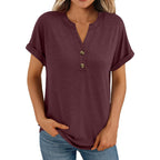 Women's Short Sleeve Shirts Henley Dressy Casual Summer Tops 2026 Spring Fashion Trendy Cute T-Shirts