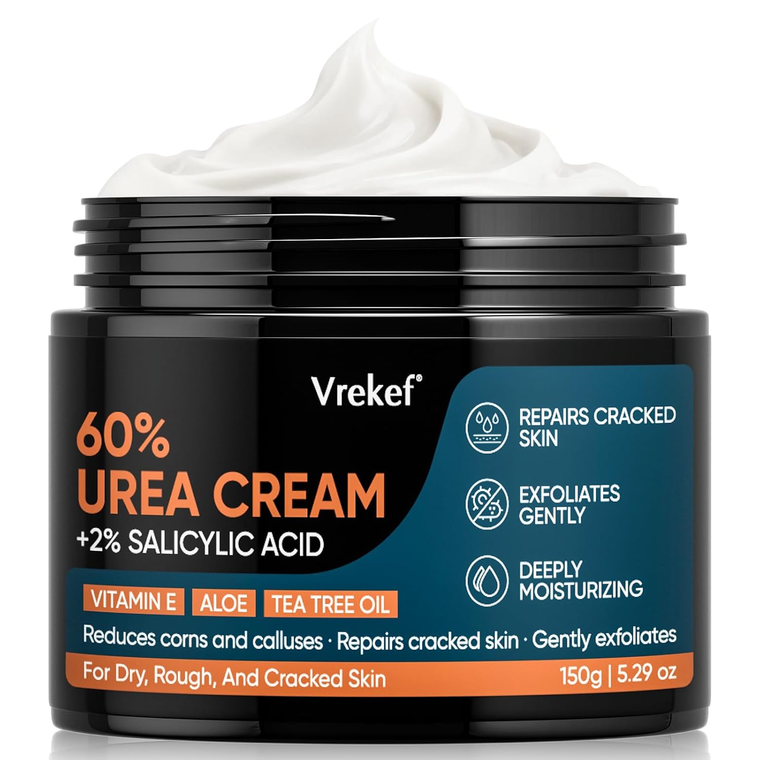 Urea Cream 60% Plus Salicylic Acid 2%, Urea Cream 60 Percent for Feet Maximum Strength, Foot Cream for Dry Heels Cracked