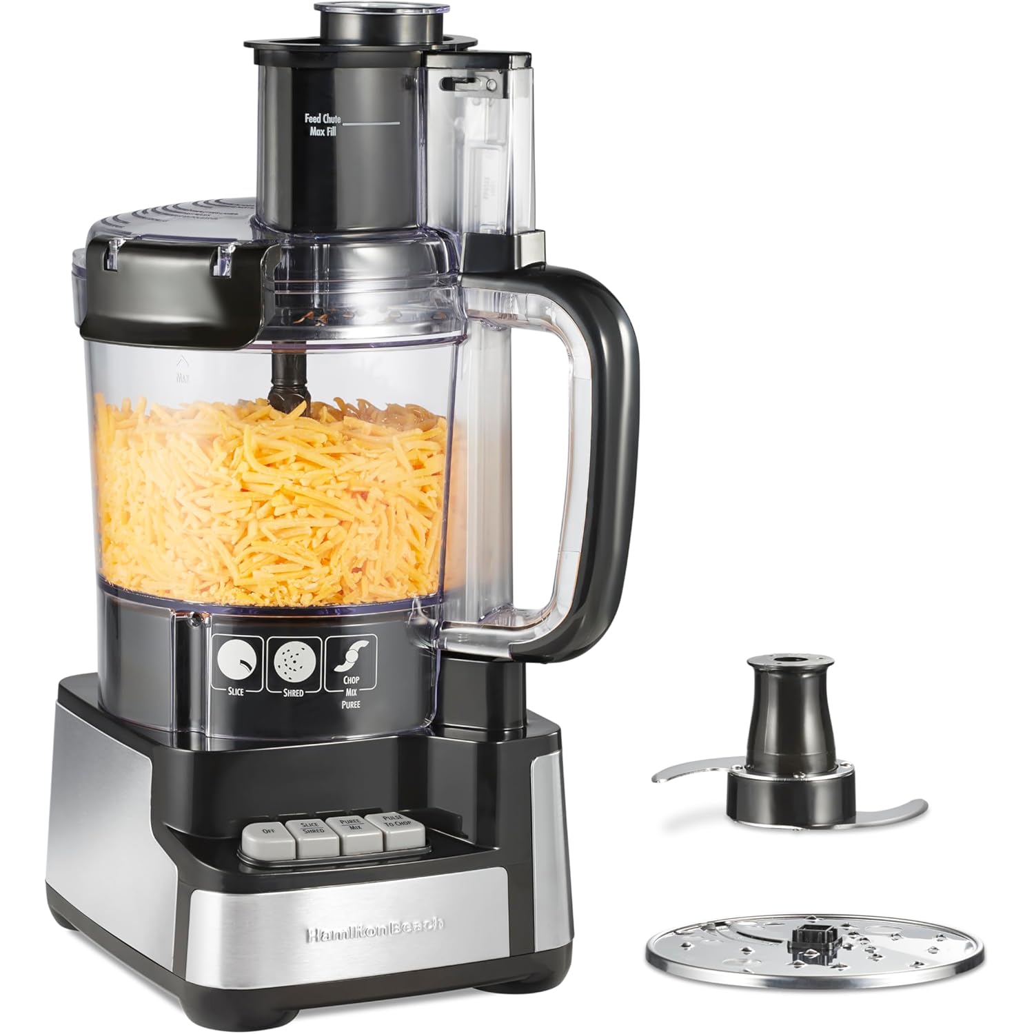 Hamilton Beach Stack & Snap Food Processor and Vegetable Chopper, BPA Free, Stainless Steel Blades, 12 Cup Bowl, 2-Speed 450 Watt Motor, Black (70725A)