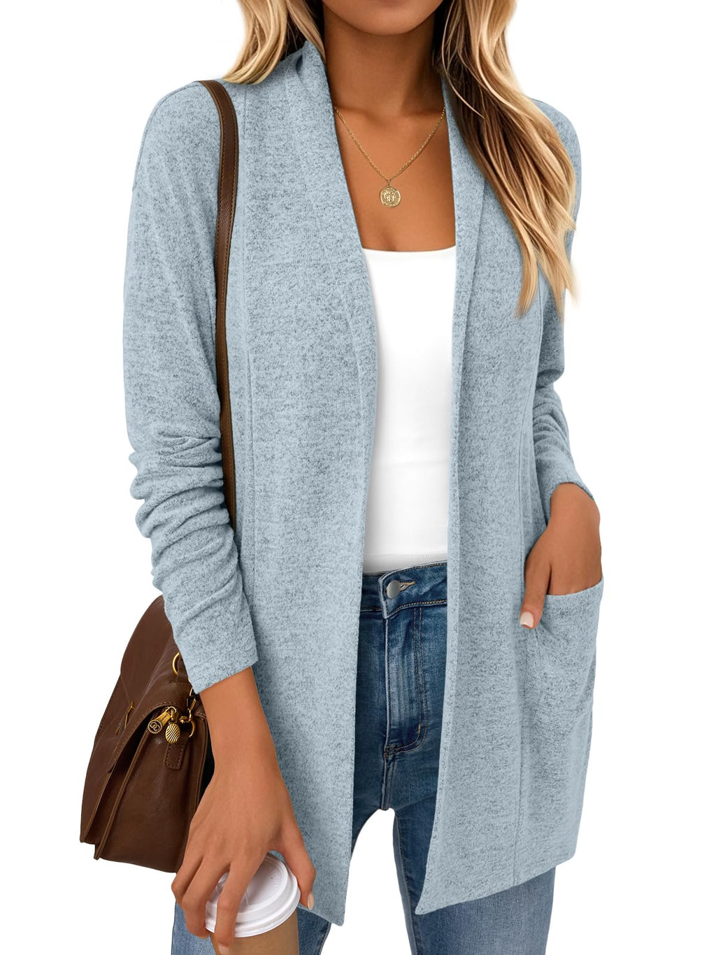 LILLUSORY Cardigan for Women Lightweight Cardigans Fall Fashion Outfits | Open Front Long Cardigan with Pockets, Business Casual Travel Outfits