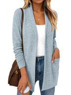 LILLUSORY Cardigan for Women Lightweight Cardigans Fall Fashion Outfits | Open Front Long Cardigan with Pockets, Business Casual Travel Outfits