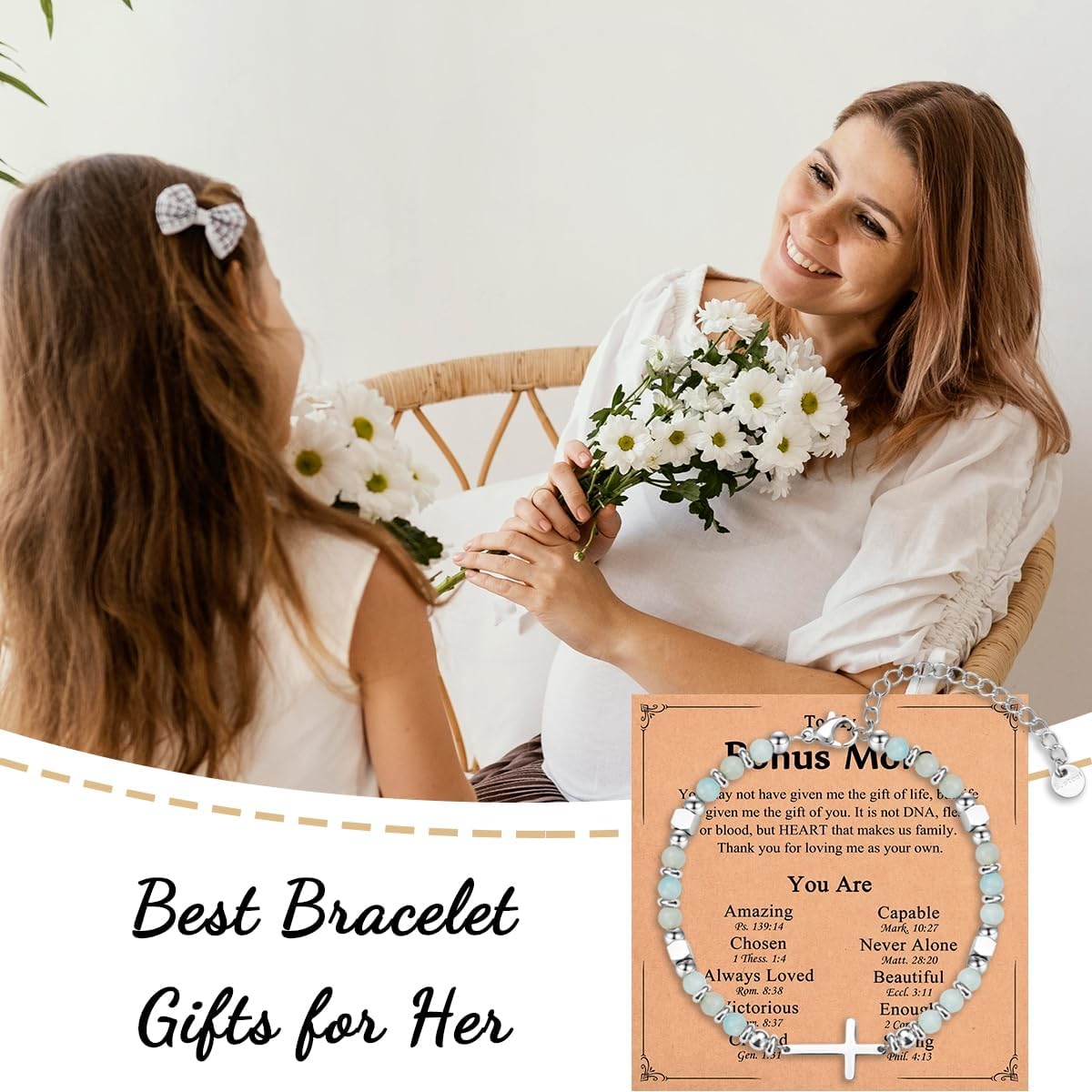 Religious Cross Bracelet for Women Girls, Christian Gifts for Daughter Granddaughter Sister in Christ Friend Niece on Birthday Christmas Easter Valentines Day Graduation