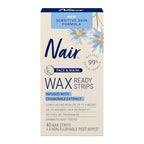Nair Sensitive Hair Remover Wax Ready Strips, Face and Bikini Hair Removal Wax Strips, 40 Count