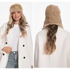 Winter Trapper Hat with Windproof Ear Flaps,Women Men Faux Fur Bomber Hat, Thermal Aviator Cap for Outdoor Skiing Hunting