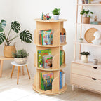 Oook Kids Rotating Bookshelf, Small Corner Bookshelf For Small Space, 360° Display 3 Tier Floor Standing Bookcase Storage Rack, Wooden Narrow Bookcase Organizer For Bedroom, Living Room