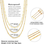CONRAN KREMIX Waterproof Gold Necklace Layered Necklaces for Women Non Tarnish,14k Gold Plated Stainless Steel Dainty Stack Thin Chain Necklace Set for Women Gifts Jewelry