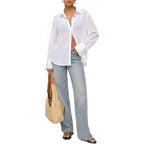 Totatuit Women'S Sheer Button Up Blouse See Through Tops Sexy Button Down Shirt Beach Cover Up