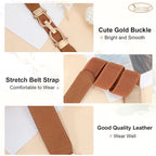 JASGOOD Women Stretchy Waist Belt Retro Elastic Skinny Belt for Ladies with Gold Buckle