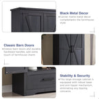 Farmhouse Kitchen Pantry Cabinet - 72" Tall Wood Kitchen Storage Cabinets With Adjustable Shelves & 2 Barn Doors & Drawer, Versatile Storage For Dining Room, Bathroom, Utility Room, Antique Black | Large
