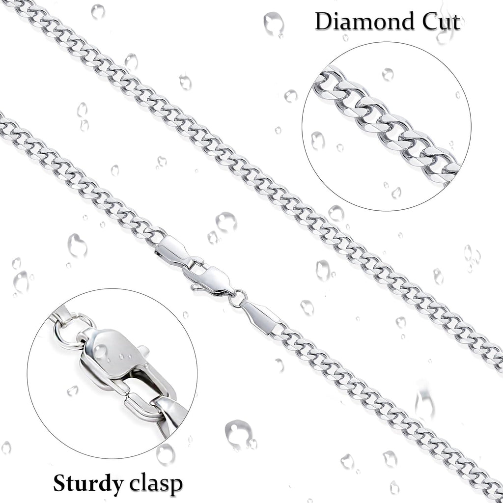 Fiusem 3.5mm Cuban Link Chains for Men, Silver Tone/Black/14K Gold Plated Stainless Steel Necklace Chain, Mens Necklace 16, 18, 20, 22, 24, 26, 28 Inch