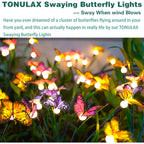 Tonulax Solar Garden Lights - 2 Pack Swaying Butterfly Light, Swaying In The Wind, Solar Outdoor Lights, Yard Patio Pathway Decoration, High Flexibility Iron Wire & Realistic Butterflies