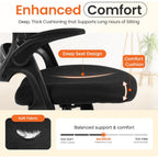 Neo Chair Office Chair Gaming Desk Computer Mesh Ergonomic Chair With Flip-Up Arms Comfy Lumbar Support Adjustable Height Rolling Wheels Chair For Home Office (Black)
