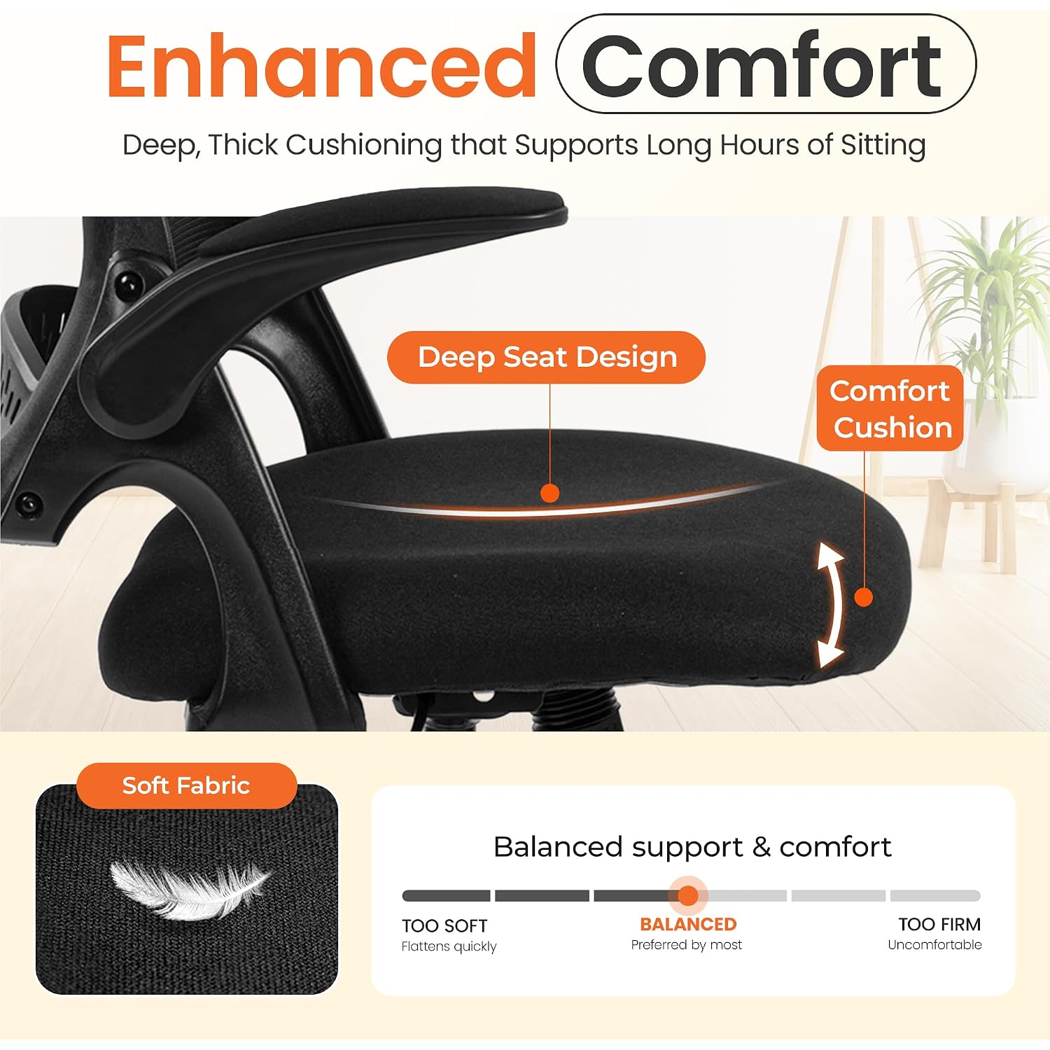 Neo Chair Office Chair Gaming Desk Computer Mesh Ergonomic Chair With Flip-Up Arms Comfy Lumbar Support Adjustable Height Rolling Wheels Chair For Home Office (Black)