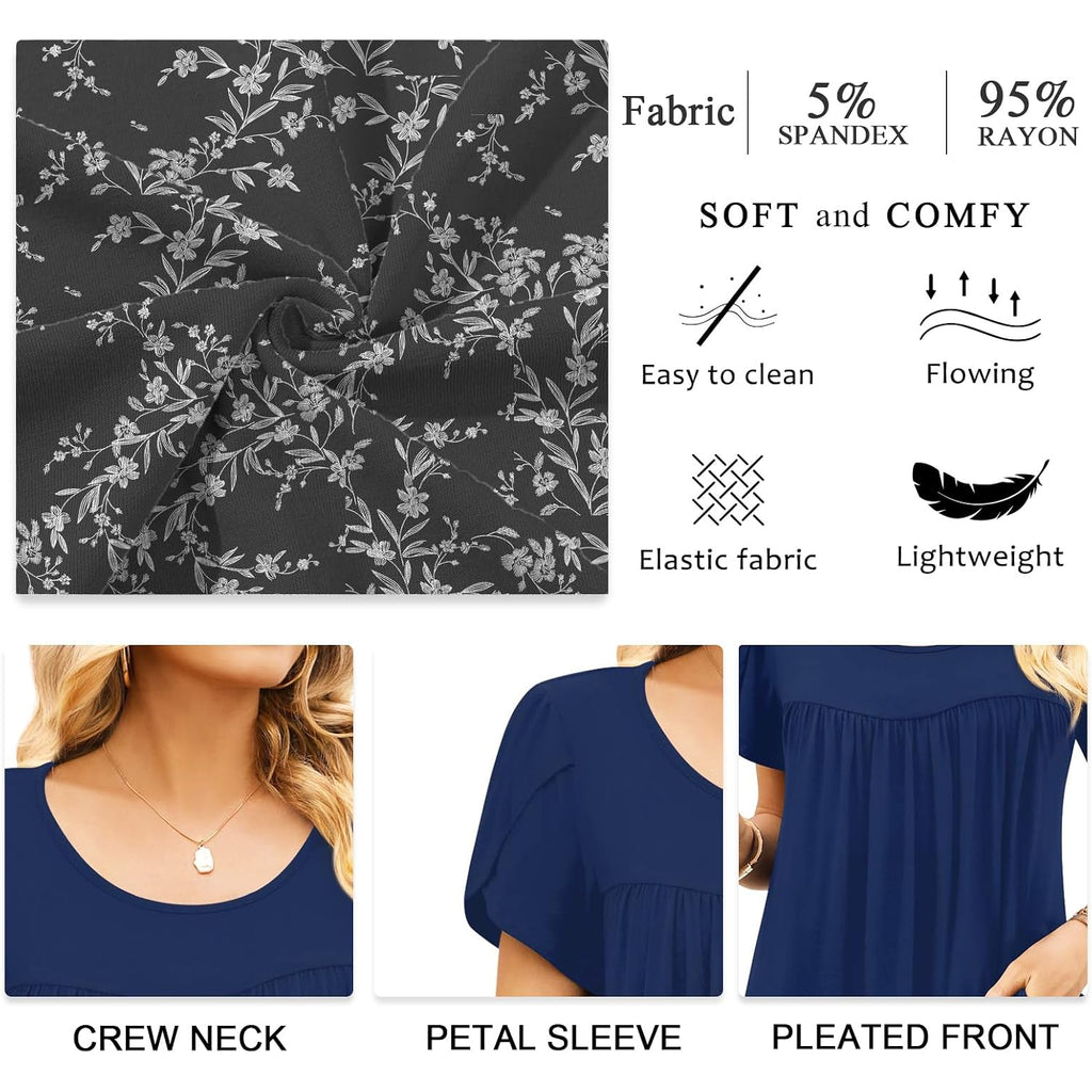 Anymiss 2026 Womens Spring Tunic Tops Summer Casual Loose Fit Short Sleeve T Shirts M-3XL