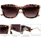 SOJOS Classic Square Polarized Sunglasses Womens Mens Retro Trendy UV400 Sunnies SJ2050 Leopard/Purple