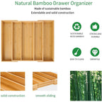 Utoplike Bamboo Expandable Kitchen Drawer Organizer, Adjustable Utensil Holder And Cutlery Tray Organiser, Drawer Divider For Silverware, Flatware, Knives In Kitchen, Bedroom, Living Room, 5 Slot