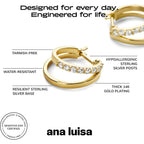 Ana Luisa Double Hoop Earrings for Women - 14K Gold Plated & Silver Rhodium Huggie Hoops - Hypoallergenic, Water-Resistant, Tarnish-Free, Small, Dainty & Trendy Two Hoop Earring Styles for Daily Wear