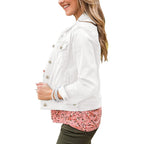 Grapent Women'S Basic Button Down Long Sleeve Stretchy Jean Trucker Denim Jacket