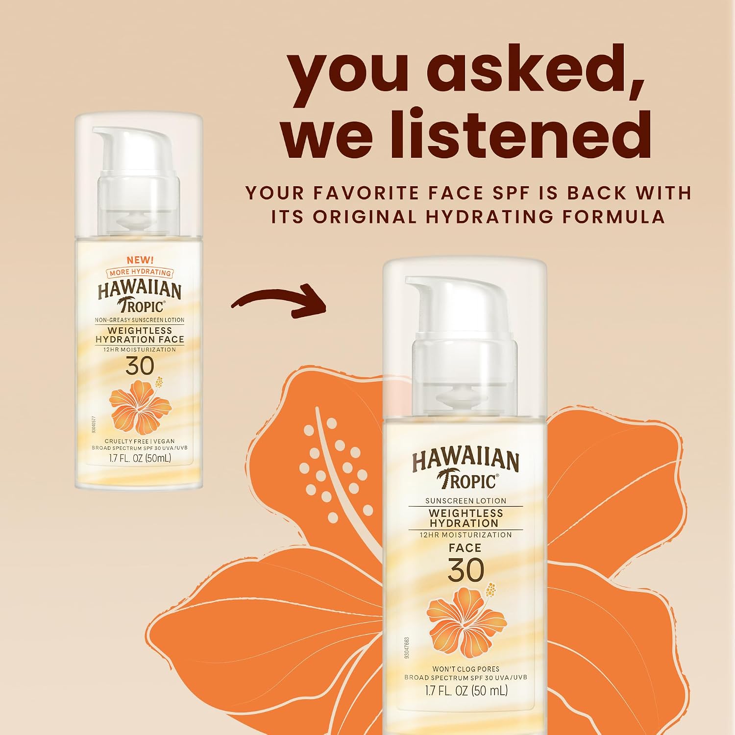 Hawaiian Tropic Weightless Hydration Lotion Sunscreen For Face Spf 30, 1.7Oz | Travel Size Sunscreen Lotion, Beach Essentials, Sun Protection, Travel Sunblock Face, Summer Essentials, 1.7 Fl Oz