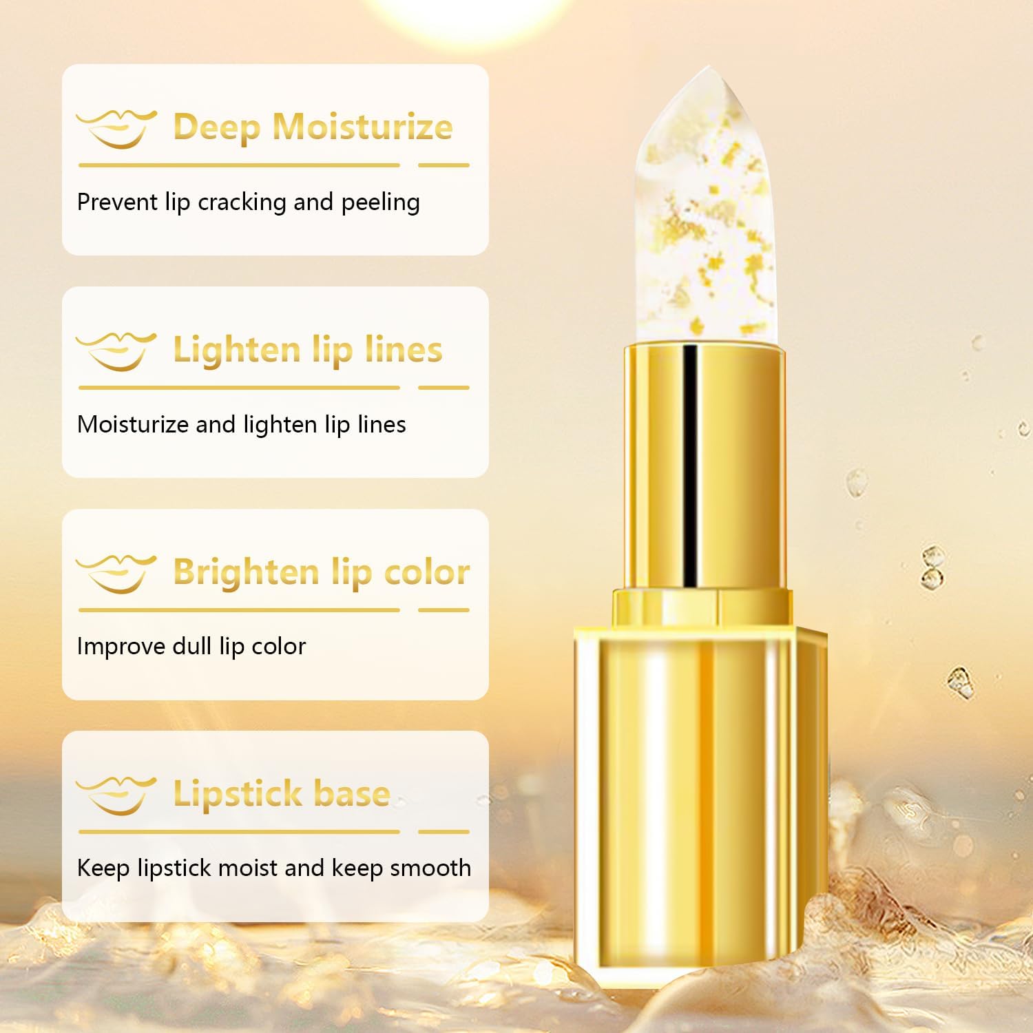 2PCS Color Changing Lipstick for Older Women, pH Adaptive Clear Lip Gloss, Transferproof Color Lipstick, Long-Lasting Hydration Without Stripping, Moisturizing Glossy Shine Lip Gloss