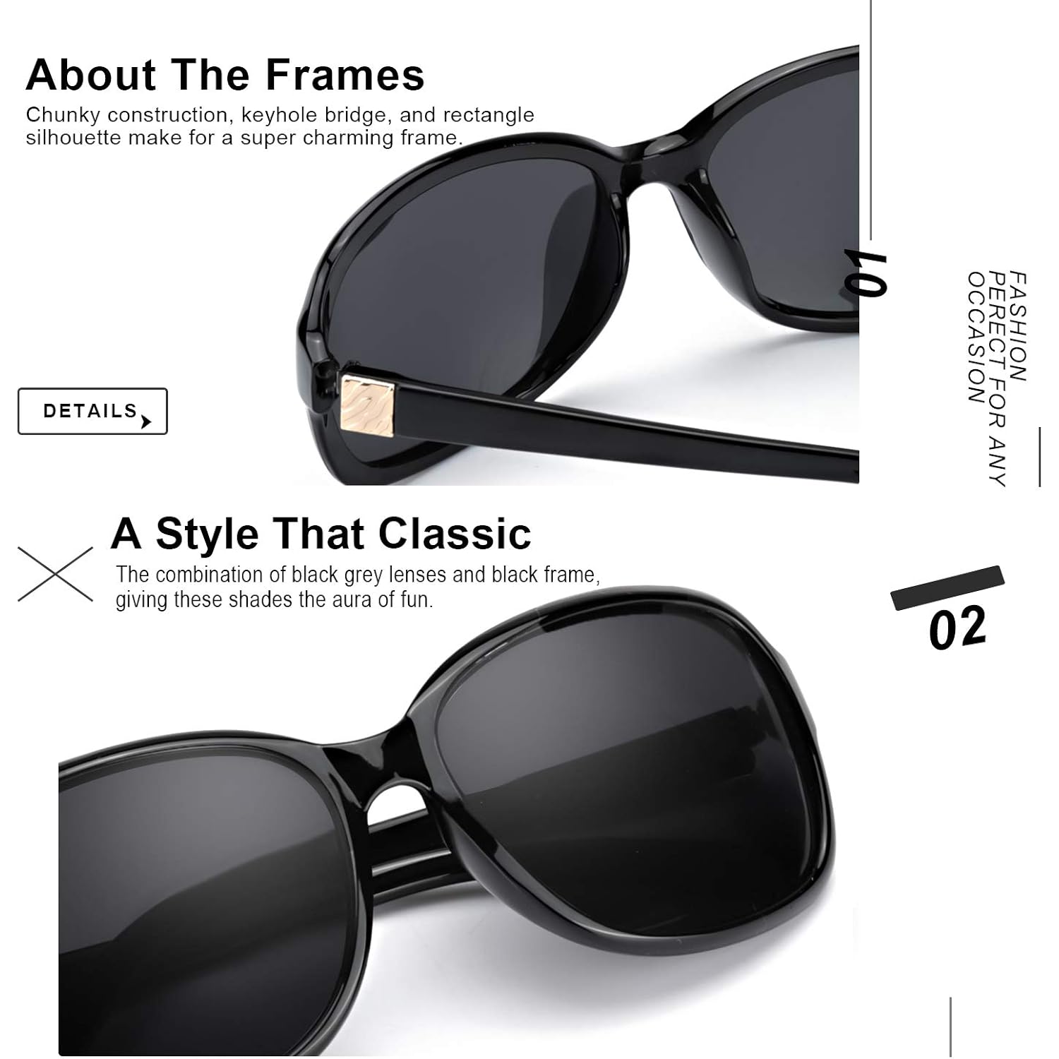Siphew Polarized Sunglasses For Women | Vintage Square Sunglasses W Uv400 Protection | Womens Wraparound Shade