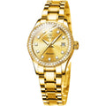 Olevs Womens Automatic Watch Gold Luxury Diamond Self Winding Ladies Wrist Watches Waterproof Luminous Date