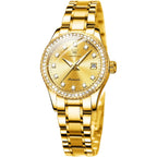 Olevs Womens Automatic Watch Gold Luxury Diamond Self Winding Ladies Wrist Watches Waterproof Luminous Date