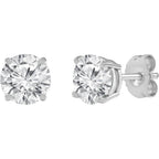 Belacqua Lab Grown Diamond Stud Earrings in Sterling Silver, Round Cut, 1/3 to 2 Carat, G+ Color, SI Clarity, Prong Set, Jewelry for Women, Gift Box Included