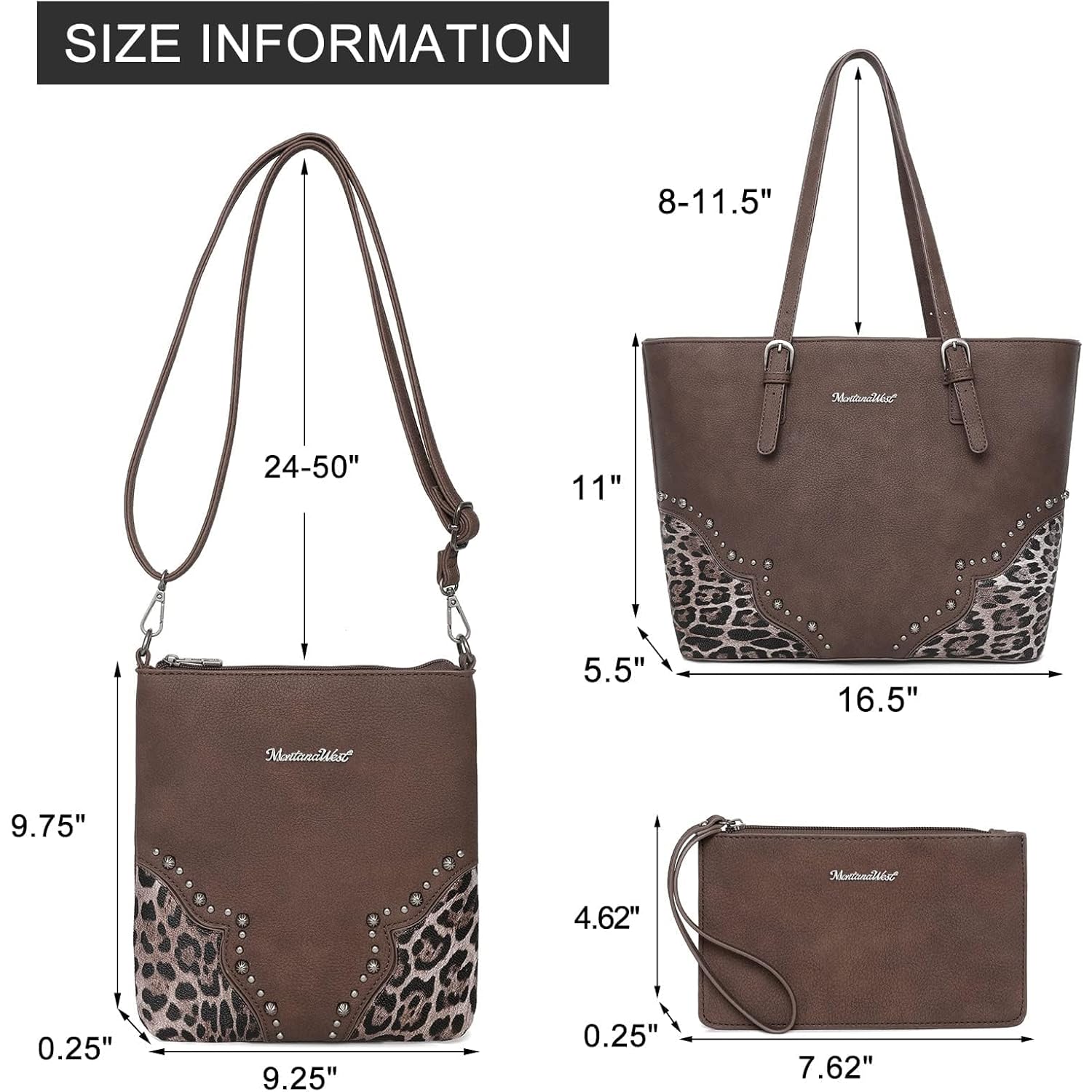 Montana West Purses for Women Tote Bag 3Pcs Set Leopard Print Satchel Handbags