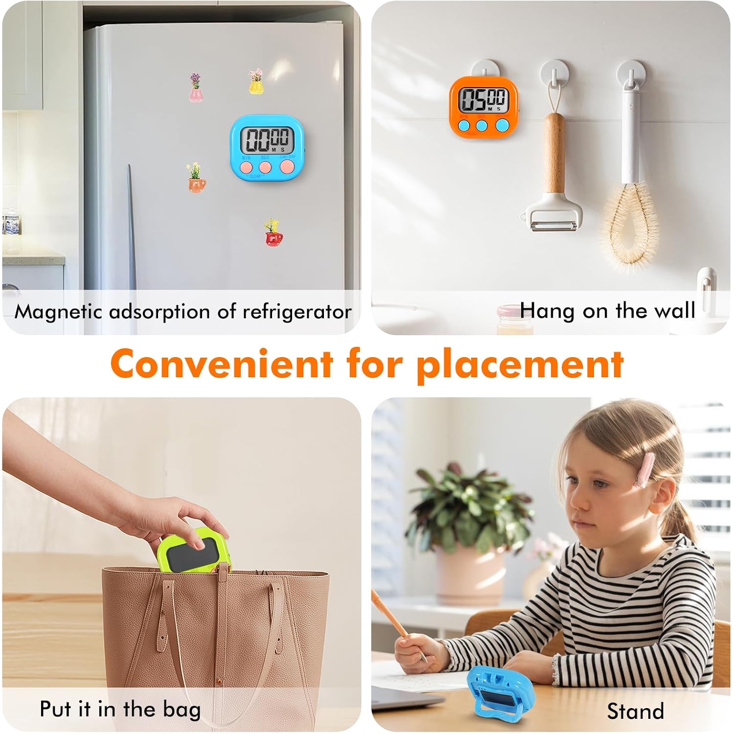 6 Pack Multi-Function Electronic Timer, Learning Management, Suitable For Kitchen, Study, Work, Exercise Training, Outdoor Activities(Not Including Battery)