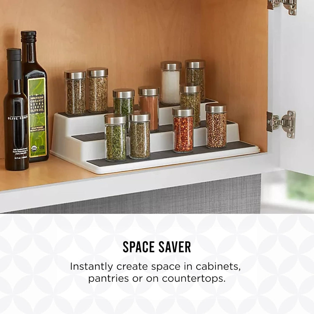 Copco 3-Tier Cabinet Spice Rack Organizer, 10 Inch Tiered Shelf Riser For Kitchen Cabinets, Pantry, And Countertop - Holds Spices, Seasonings, Oils, And Condiments