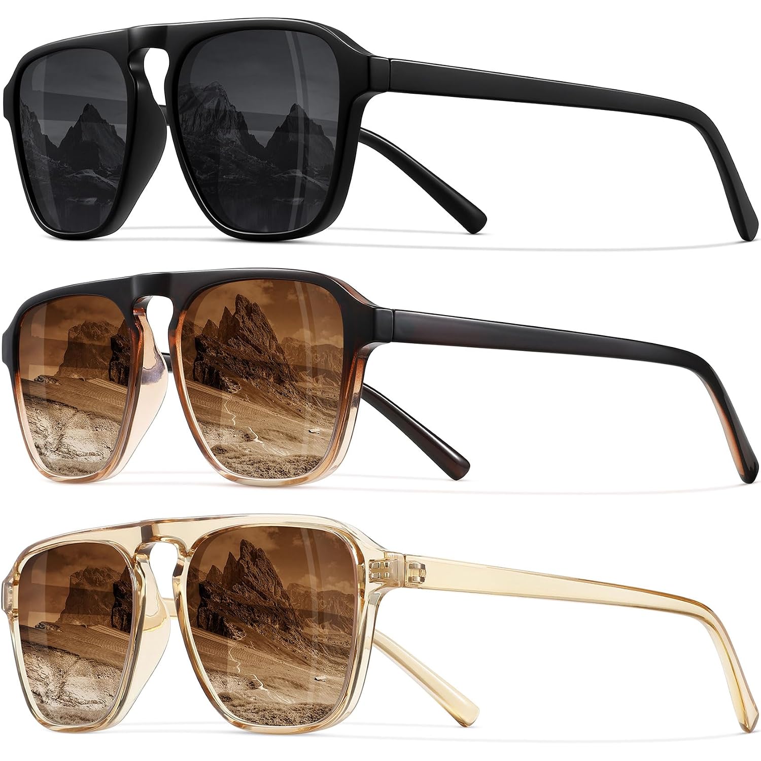 Polarized Retro Aviator Sunglasses For Men Women Classic Driving Running Sports Square Aviators Sun Glasses