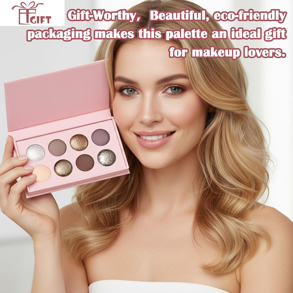 Ucanbe 8 Color Matte Sparkling Shimmer Baked Eyeshadow Palette – Highly Pigmented, Smooth & Blendable Formula With Neutral & Earthy Tones For Everyday & Dramatic Eye Makeup Pallet