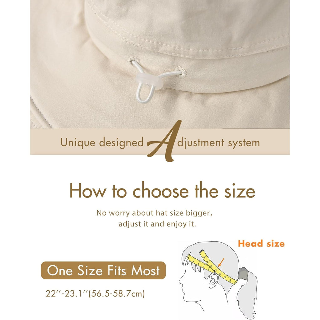 Sun Hats for Women Gardening Hat Wide Brim Ponytail Beach Sun Protection Breathable Cotton Summer Hat with Fold-Up Brim